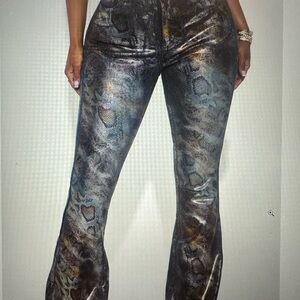 Fashion Nova Metallic Snake Print Jeans